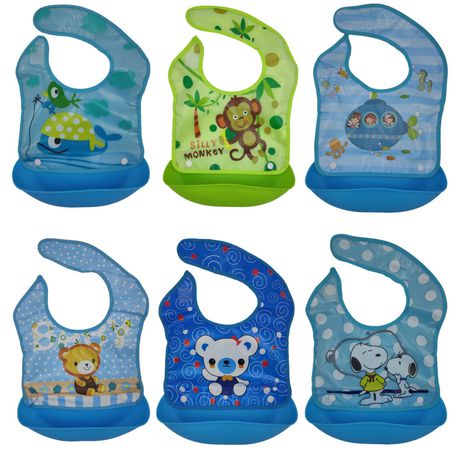 Detachable Food Catcher Washable Baby Bib Boy Bundle - Set of 6 Buy Online in Zimbabwe thedailysale.shop