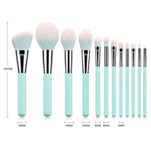 Load image into Gallery viewer, 12 Piece Makeup Brush Set With Pouch - Turquoise
