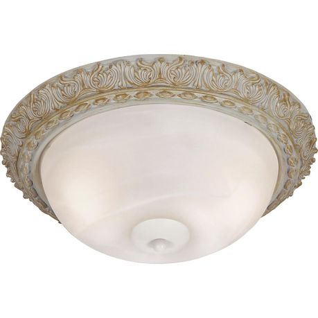 Fossil White Resin Base Ceiling Fitting with Alabaster Glass