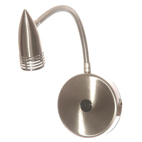 Satin Chrome Wall Fitting with Flexible Bullet Shape Arm and Switch