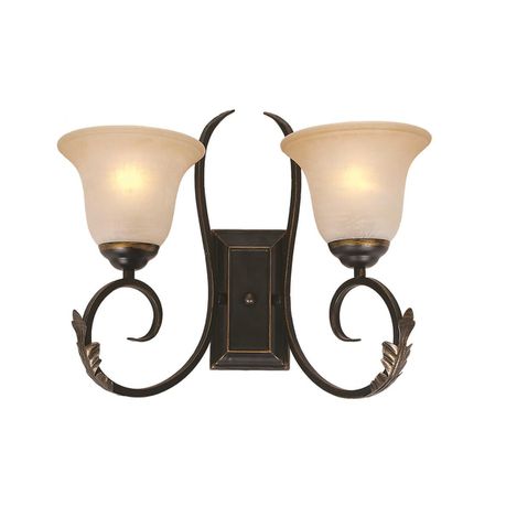 Black Gold Metal Wall Bracket with Faded Amber Glass