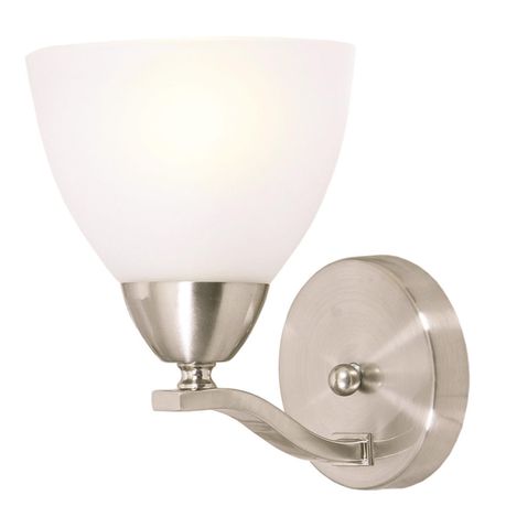 Up or Down Facing Satin Chrome Wall Bracket with Frosted Glass