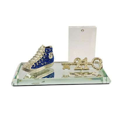 21st Key Blue High Top Tekkie Glass Mirror Base Metal and Photo Frame