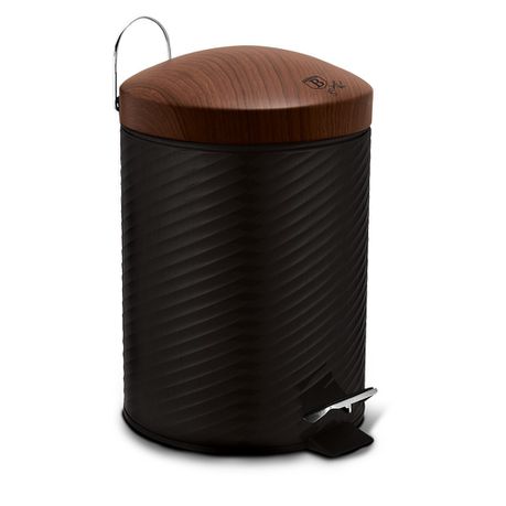 Berlinger Haus 5 Litre Stainless Steel Premium Pedal Bin - Black Wooden Pattern Buy Online in Zimbabwe thedailysale.shop