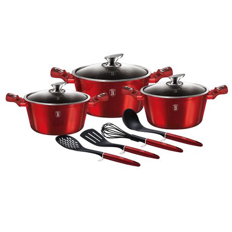 Berlinger Haus 10 Piece Marble Coating Cookware Set - Burgundy Edition Buy Online in Zimbabwe thedailysale.shop
