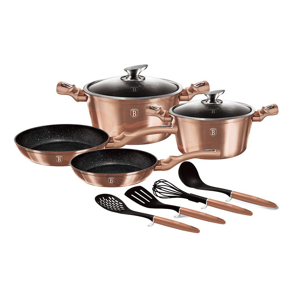 Berlinger Haus 10 Piece Marble Coating Cookware Set - Rose Gold Metallic
