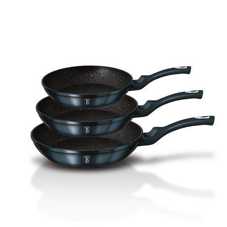 Berlinger Haus 3 Piece Marble Coating Fry Pan Set - Aquamarine Edition