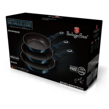 Load image into Gallery viewer, Berlinger Haus 3 Piece Marble Coating Fry Pan Set - Aquamarine Edition

