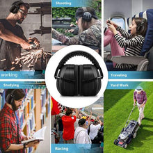 Load image into Gallery viewer, Adjustable Noise Reduction Safety Ear Muffs - Black &amp; Black
