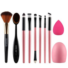 Load image into Gallery viewer, 10 Piece Powder Brush Sponge Puff Cleaning Egg Set Beauty Makeup Tool-Pink
