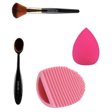 Load image into Gallery viewer, 10 Piece Powder Brush Sponge Puff Cleaning Egg Set Beauty Makeup Tool-Pink
