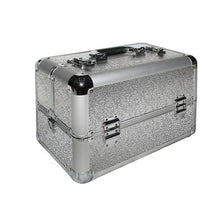 Load image into Gallery viewer, Aluminum Makeup Case Jewelry Cosmetic Box with 4 Trays - Artistic Silver
