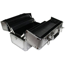 Load image into Gallery viewer, Aluminum Makeup Case Jewelry Cosmetic Box with 4 Trays - Artistic Silver
