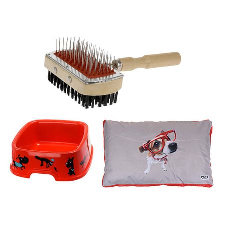 Eco Dog Brush, dog Bowl, Pet Gusset Bed combo set -orange Buy Online in Zimbabwe thedailysale.shop