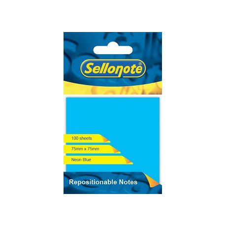 Repositionable Notes - 75 x 75mm - 100 Sheets - Neon Blue Buy Online in Zimbabwe thedailysale.shop