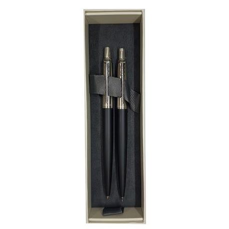 Parker Jotter Ballpoint Pen & Pencil Set - Bond Street Black Chrome Trim Buy Online in Zimbabwe thedailysale.shop