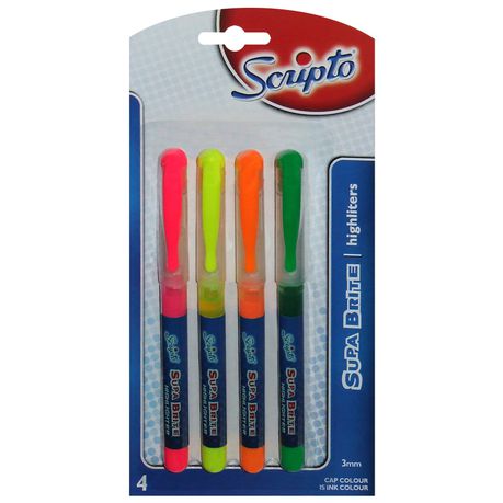 Scripto Supa Brite Highlighters (Blister of 4 Ink Colours) Buy Online in Zimbabwe thedailysale.shop