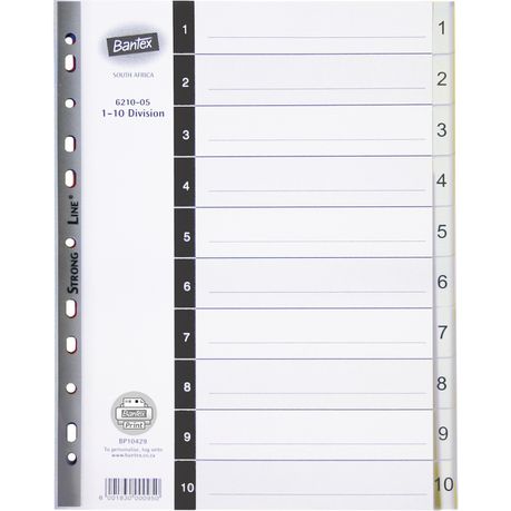 Bantex A4 10 (1-10) Division P.P File Dividers Buy Online in Zimbabwe thedailysale.shop