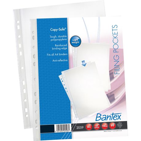 Bantex 'Copy-Safe' Multi-Punched A4 P.P Filing Pockets - 45micron (100 p/p) Buy Online in Zimbabwe thedailysale.shop