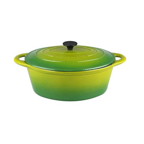 Gourmand - 7 Litre Oval Cast Iron Casserole - Green