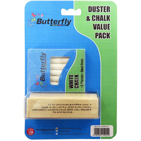 Butterfly Mini Blackboard Duster & 6 White Chalk Buy Online in Zimbabwe thedailysale.shop