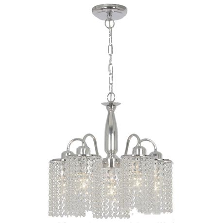 5 Light Polished Chrome Chandelier with Hanging Clear Acrylic Crystals Buy Online in Zimbabwe thedailysale.shop