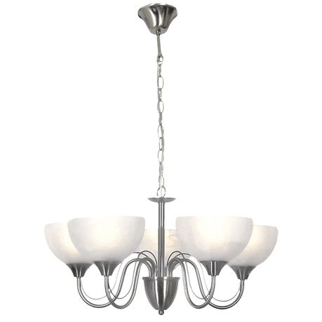 5 Light Satin Chrome Chandelier with Alabaster Glass Buy Online in Zimbabwe thedailysale.shop