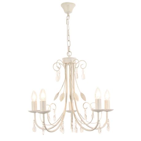 5 Light Fossil White Metal Chandelier with Clear Acrylic Crystals Buy Online in Zimbabwe thedailysale.shop