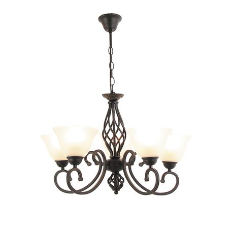 6 Light Black Chandelier with Up Facing Alabaster Glass Buy Online in Zimbabwe thedailysale.shop
