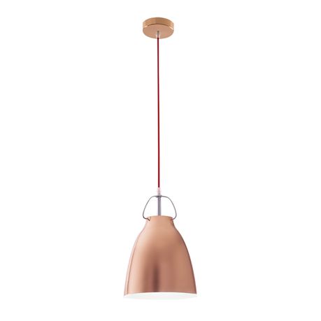 Bright Star Lighting Polished Copper Dome Pendant with Red Cord