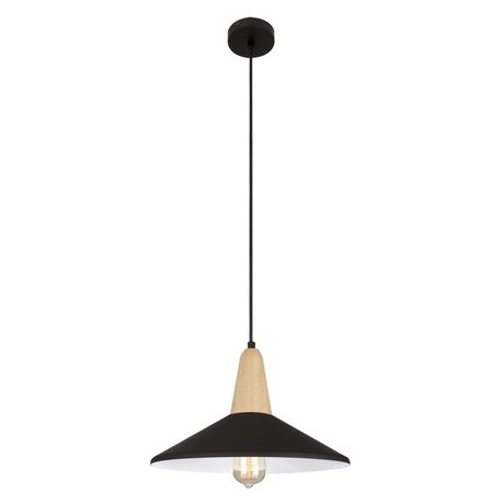 Bright Star Lighting Metal and Wood Pendant with Black Metal Shade Buy Online in Zimbabwe thedailysale.shop