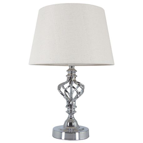 Bright Star Lighting - Polished Chrome Table Lamp With Cream Fabric Shade
