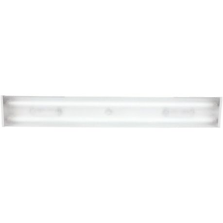 4 Foot White LED Flush Mount Fluorescent Fitting with Grid