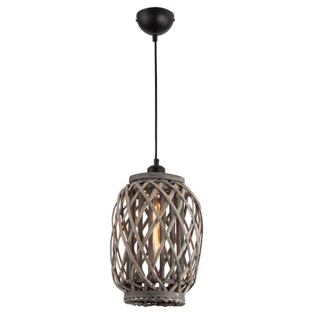 Bright Star Lighting Light Coloured Metal and Rattan Pendant