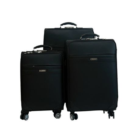 3 Piece PU Leather Luggage Trolley Bag Set - Black Buy Online in Zimbabwe thedailysale.shop