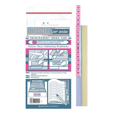 SDS Press Tabs Pink Transparent Index Tabs - 5 Strips per Pack Buy Online in Zimbabwe thedailysale.shop