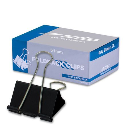 SDS 51mm Foldback Clips Black - Box of 12 Buy Online in Zimbabwe thedailysale.shop