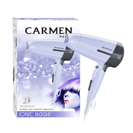 Carmen Ionic 1600W Travel Hairdryer - Blue