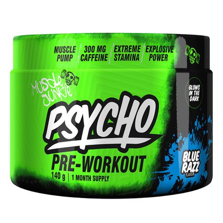 Muscle Junkie Psycho Pre-Workout 140 g Blue Razz Buy Online in Zimbabwe thedailysale.shop