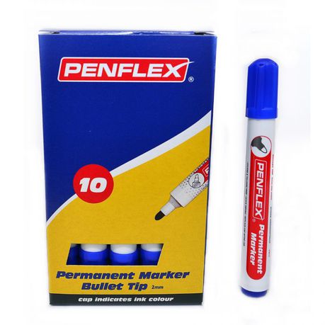 Penflex PM 15 Permanent Markers Bullet Tip Box-10 Blue Buy Online in Zimbabwe thedailysale.shop