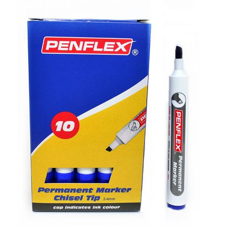Penflex PM 15 Permanent Markers Chisel Tip Box-10 Blue Buy Online in Zimbabwe thedailysale.shop