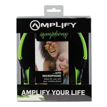 Load image into Gallery viewer, Amplify Symphony Headphones with Microphone - Black Green
