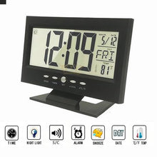 Load image into Gallery viewer, Backlight Humidity Digital LCD Clock - Black
