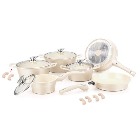 Royalty Line 16 Piece Ceramic Coating Cookware Set - Cream Buy Online in Zimbabwe thedailysale.shop