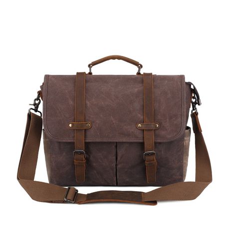 The Cape, Leather - Waxed Canvas Messenger Laptop Bag Buy Online in Zimbabwe thedailysale.shop