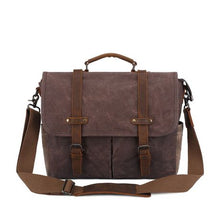Load image into Gallery viewer, The Cape, Leather - Waxed Canvas Messenger Laptop Bag
