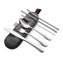 Load image into Gallery viewer, Heartdeco 7Pcs Travel Portable Camping Silverware Tableware Cutlery Set
