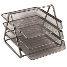 Load image into Gallery viewer, SDS M700S Wire Mesh Metal Desk Letter Tray Set - 3-Tier - Silver
