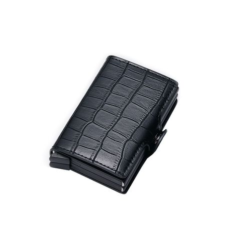Double Aluminium RFID Blocking Leather Credit Card Holder Wallet-Black Buy Online in Zimbabwe thedailysale.shop