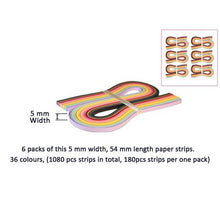 Load image into Gallery viewer, Paper Quilling Strips Set - 6 packages, 5mm in width, 36 colours
